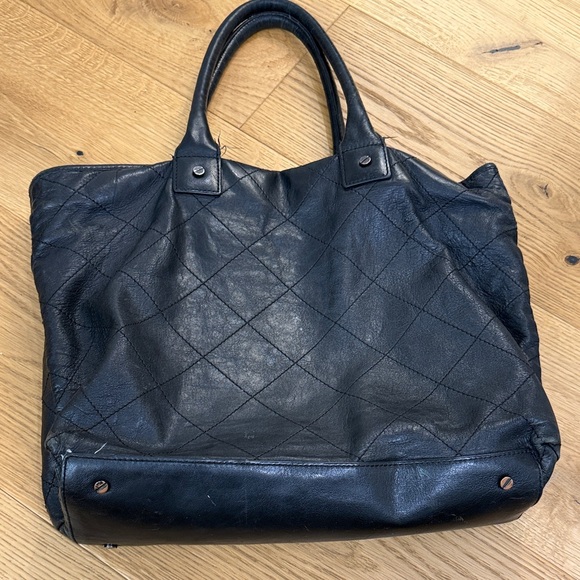 Tory Burch Quilted Black Leather Ella Tote Bag - Picture 3 of 8